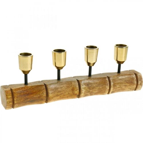 Floristik24 Candle holder made of metal, mango wood, bamboo look L29.5cm Ø2.2cm