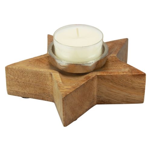 Product Candle holder wooden tealight holder star 15x15x5cm 2pcs