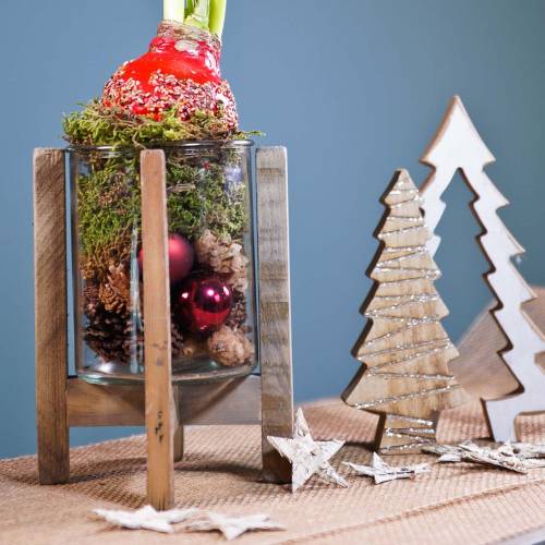 Floristik24 Candlestick wood with glass Ø15cm H18cm