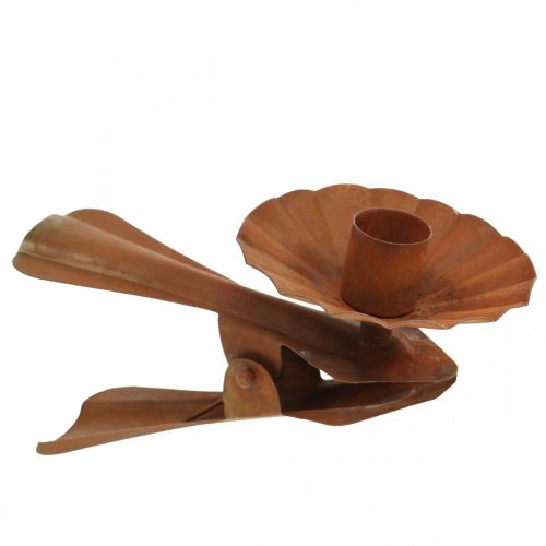 Candle holder for clamping, Advent, candle decoration made of metal patina Ø8.5cm L16cm