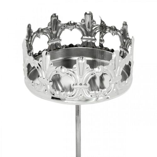 Candle decoration crown, tealight holder to stick, Advent decoration silver Ø5.5cm 4pcs