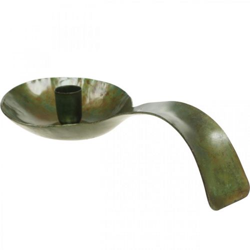 Candlestick metal antique look spoon with patina 25x11x5cm | Floristik24.ie