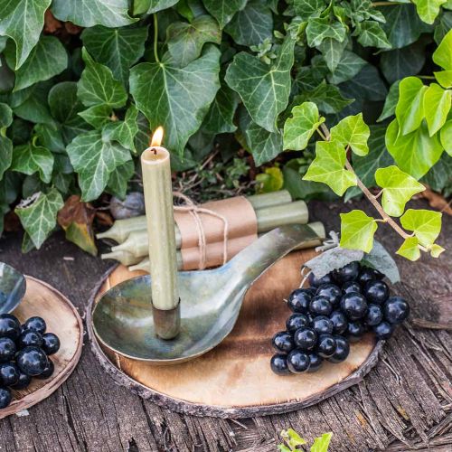 Floristik24 Candlestick metal antique look spoon with patina 25x11x5cm