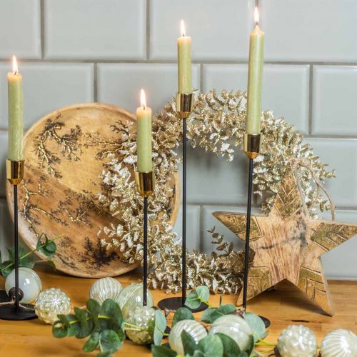 Floristik24 Metal candlestick, candlestick gold / black H24.5cm Ø2.2cm