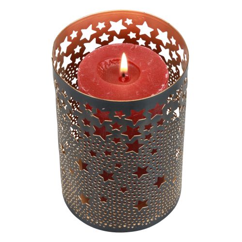Product Candle holder metal stars black/gold H10/15cm set of 2