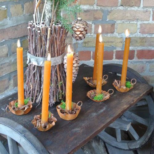 Product Candle holder vintage for taper candles metal rust look 9cm 6pcs