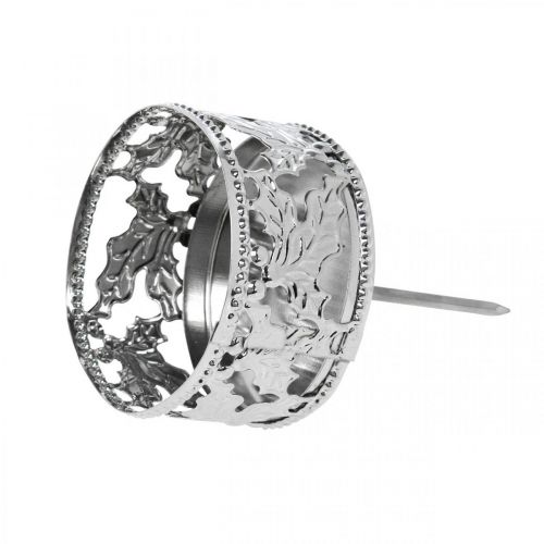 Floristik24 Candle holder with palm tree, tealight holder for Advent wreath silver Ø5.5cm 4 pcs