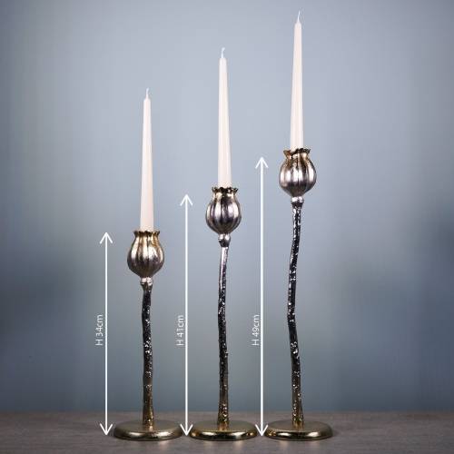 Floristik24 Candlestick poppy blossom champagne H49cm