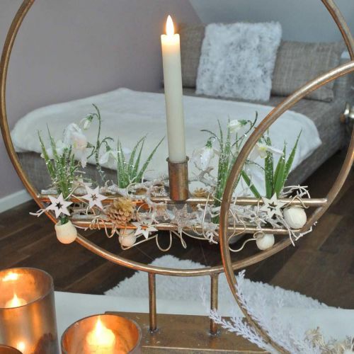 Product Decorative ring with foot candlestick metal decoration gold Ø44.5cm