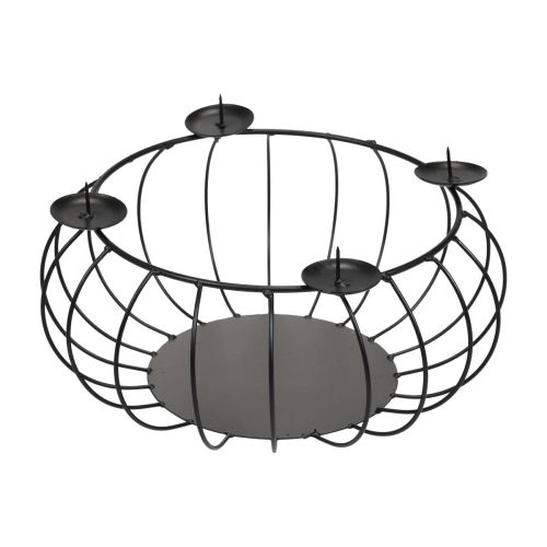 Floristik24 Candle holder black metal Advent wreath metal bowl Ø25cm