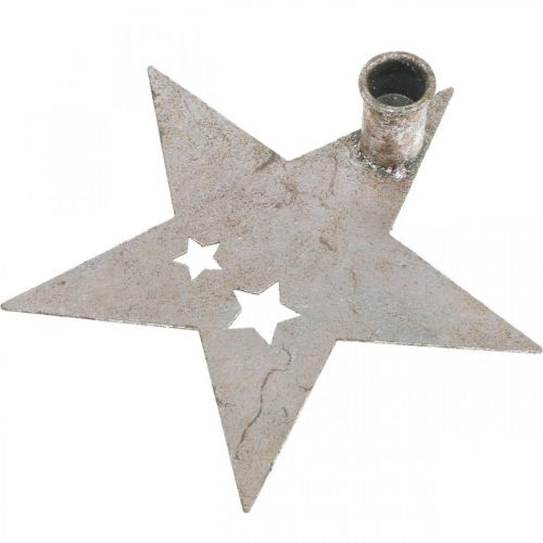 Product Metal decoration star, tapered candle holder for Christmas silver, antique look 20cm × 19.5cm
