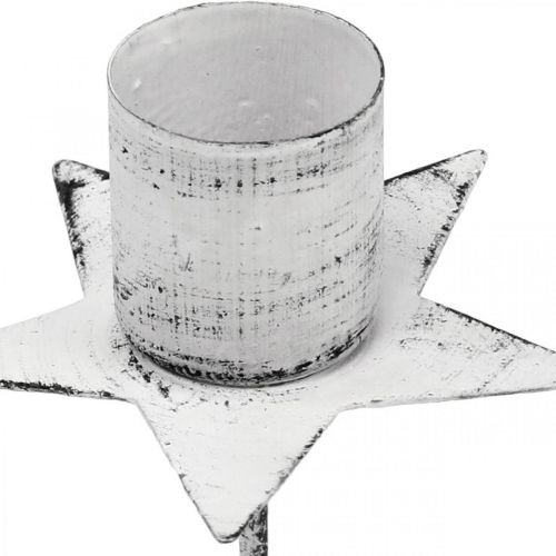 Product Star candle holder for sticking metal white shabby chic 6cm 4pcs