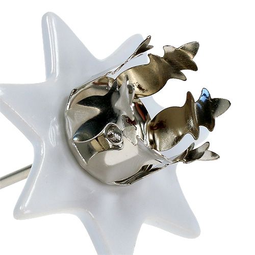 Product Candle holder star white-silver Ø6cm 4pcs
