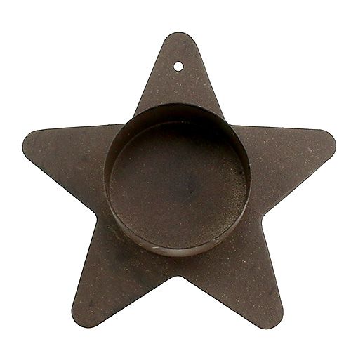 Product Candle holder star shape for tealights 10x7cm brown