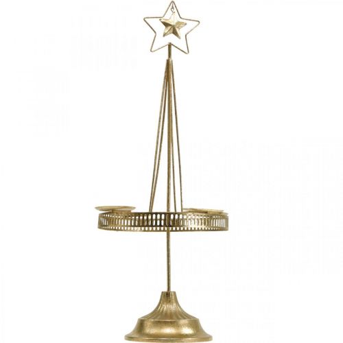 Product Candlestick Pillar Candle Star Gold Ø23cm H49.5cm