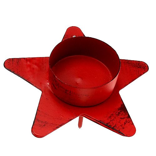 Floristik24 Candle holder star shape for tealight 10x7cm red