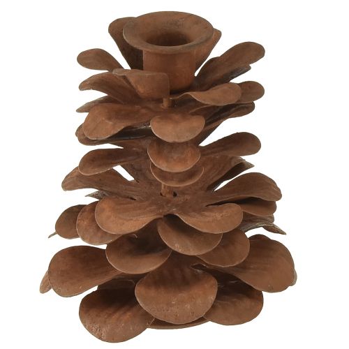 Floristik24 Candle holder Christmas cone metal rust Ø6.5cm H8cm