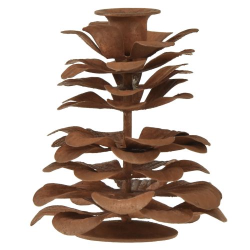Floristik24 Candle holder Christmas cone metal rust Ø6.5cm H8cm