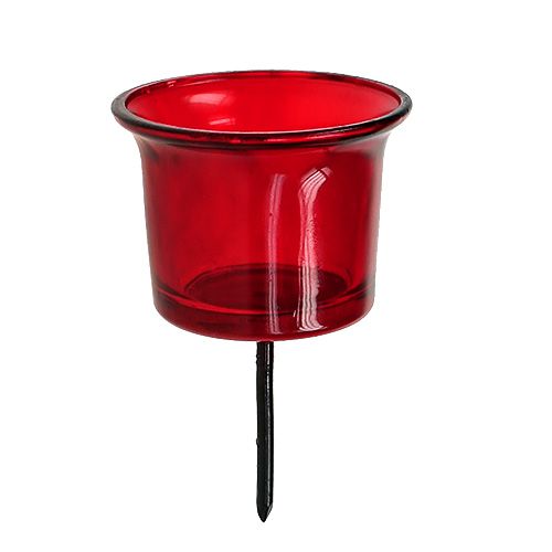 Floristik24 Candle holder for tealight glass red Ø6cm L10cm