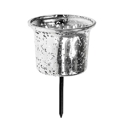 Floristik24 Candle holder for tealight silver Ø6cm H10cm 2pcs
