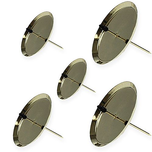 Gold Metal Candle Holders with Spikes, 4 Pieces, 6–12 cm Diameter buy online | Floristik24.ie