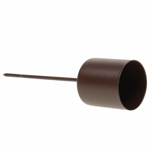 Floristik24 Candlestick for stick candles brown Ø3.7cm H14cm 4pcs