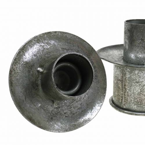 Product Step candle holder set silver antique Ø9.5-10.5cm H7-14cm 4pcs