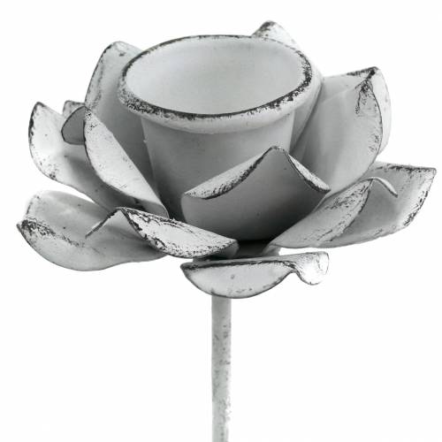 Candle holder flower for sticking white metal Ø6×10cm 4pcs