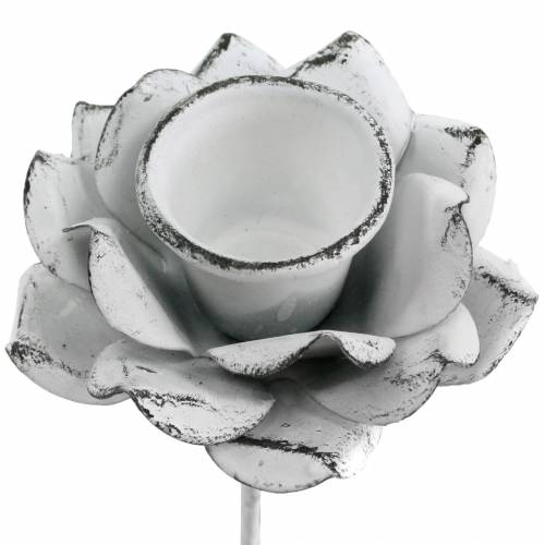 Floristik24 Candle holder flower for sticking white metal Ø6×10cm 4pcs