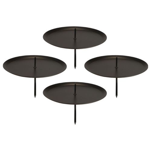 Floristik24 Candle holder for sticking Advent black metal Ø10cm 4 pcs