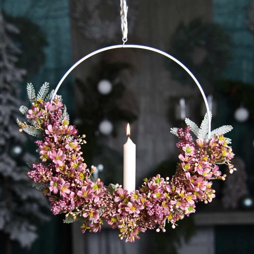 Product Candlestick to hang decorative ring metal white Ø28.5cm 3pcs