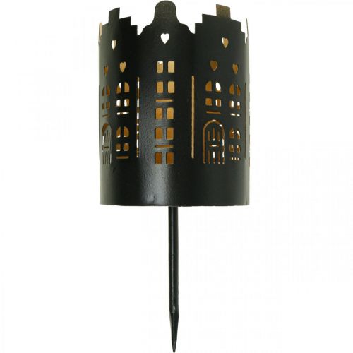 Floristik24 Candleholder City Black Tealight holder to stick Ø8cm