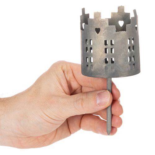 Tealight holder and candle holder with spike, house design, 6cm, 2 pieces | Floristik24.ie