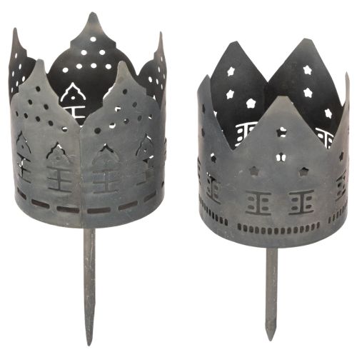 Tealight holders with spike, house-shaped holders for pillar candles, 6cm, 2 pieces buy online | Floristik24.ie
