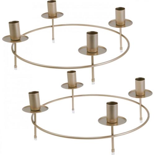 Candle ring rod candles candle holder gold Ø33.5cm H11cm 2pcs