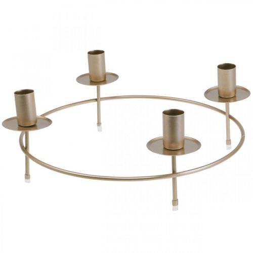 Floristik24 Candle ring stick candles candle holder gold Ø33.5cm H11cm 2pcs