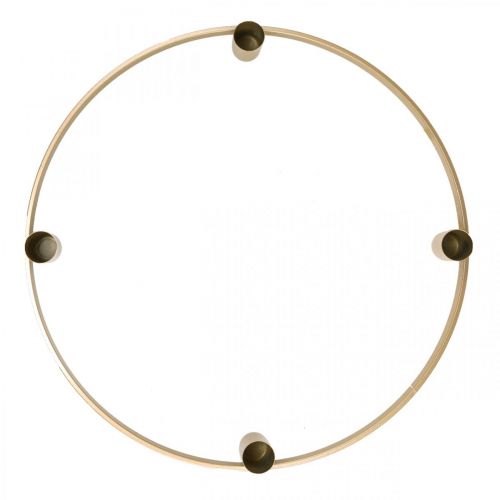 Product Candle ring, taper candle holder, metal, matte gold, Ø35cm