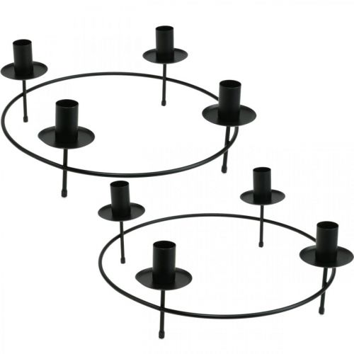 Product Candle Ring Taper Candles Candle Holder Black Ø33.5cm H11cm 2 pcs