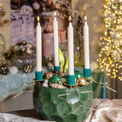 Floristik24 Candle ring stick candles candle holder gold Ø33.5cm H11cm 2pcs