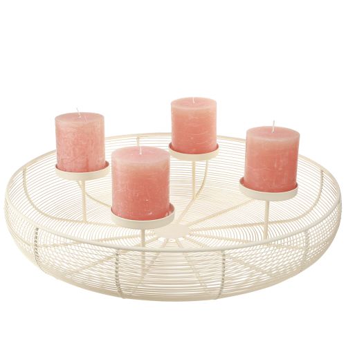 Floristik24 Candle bowl candle holder 4 pillar candles cream Ø45cm