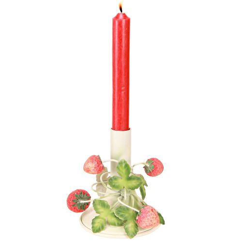 Product Candle holder metal strawberry decoration summer cream H13cm