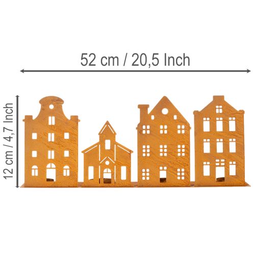 Candlestick Christmas lights Decoration Houses Rust 52×12cm | Floristik24.ie