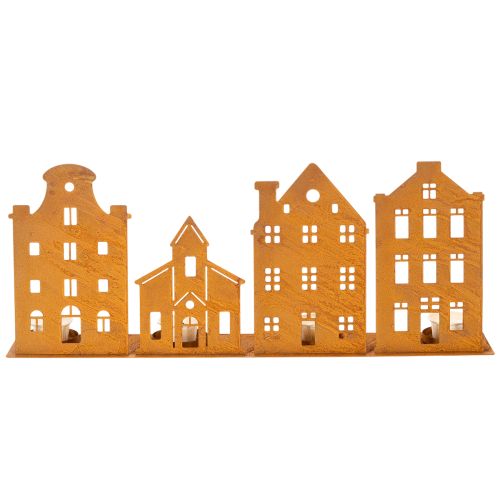 Candlestick Christmas lights Decoration Houses Rust 52×12cm | Floristik24.ie