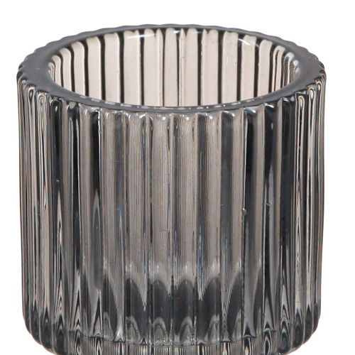 Product Glass candle holder in grey tealight holder H8cm 4 pcs