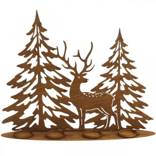 Candlestick window decoration deer in the forest rust decoration 50×40cm