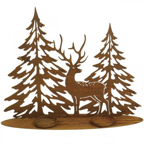 Floristik24 Candlestick window decoration deer in the forest rust decoration 38x30cm