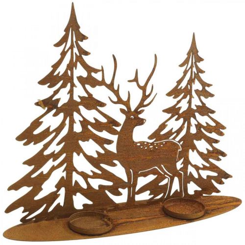 Floristik24 Candlestick window decoration deer in the forest rust decoration 38x30cm