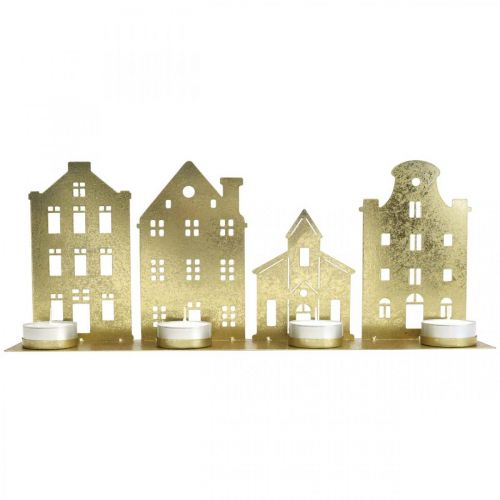 Product Candlestick Christmas Lights Deco Houses Gold 52×12cm