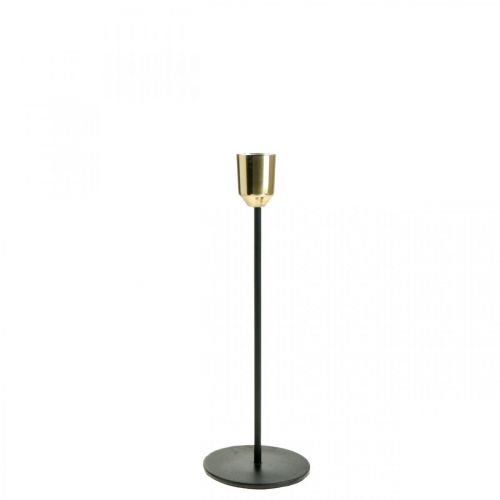 Floristik24 Metal candlestick, candlestick gold / black H24.5cm Ø2.2cm