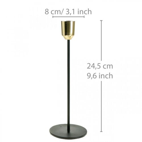 Floristik24 Metal candlestick, candlestick gold / black H24.5cm Ø2.2cm